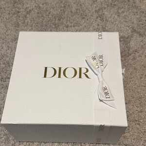 Dior White Box with Gold Logo and Ribbon
